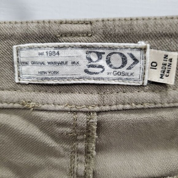 Go by GoSIlk Women's Olive Stretch SIlk Blend Relaxed Cropped Cargo Pants Sz 10 - Picture 6 of 8